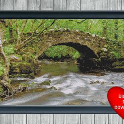 hisley bridge dartmoor cross stitch pattern, instant pdf download, x stitching, 14ct aida, embroidery, dmc floss thread,