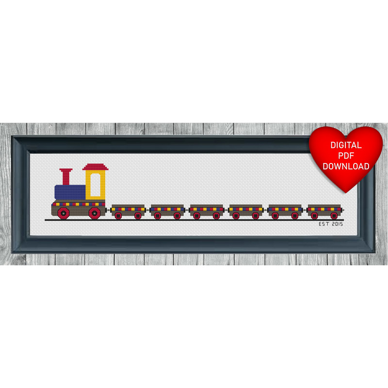 Letter Train Cross Stitch Blue Heart Frame.jpg