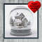 Small Village Snow Globe Cross Stitch Blue Frame.jpg