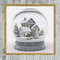 Small Village Snow Globe Cross Stitch Gold Frame.jpg