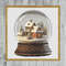 Snow Covered Village Snow Globe Cross Stitch Gold Frame.jpg