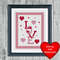 Love Hearts Card Cross Stitching PDF Pattern Valentines Day Instant PDF Download X Stitching 14ct A 0