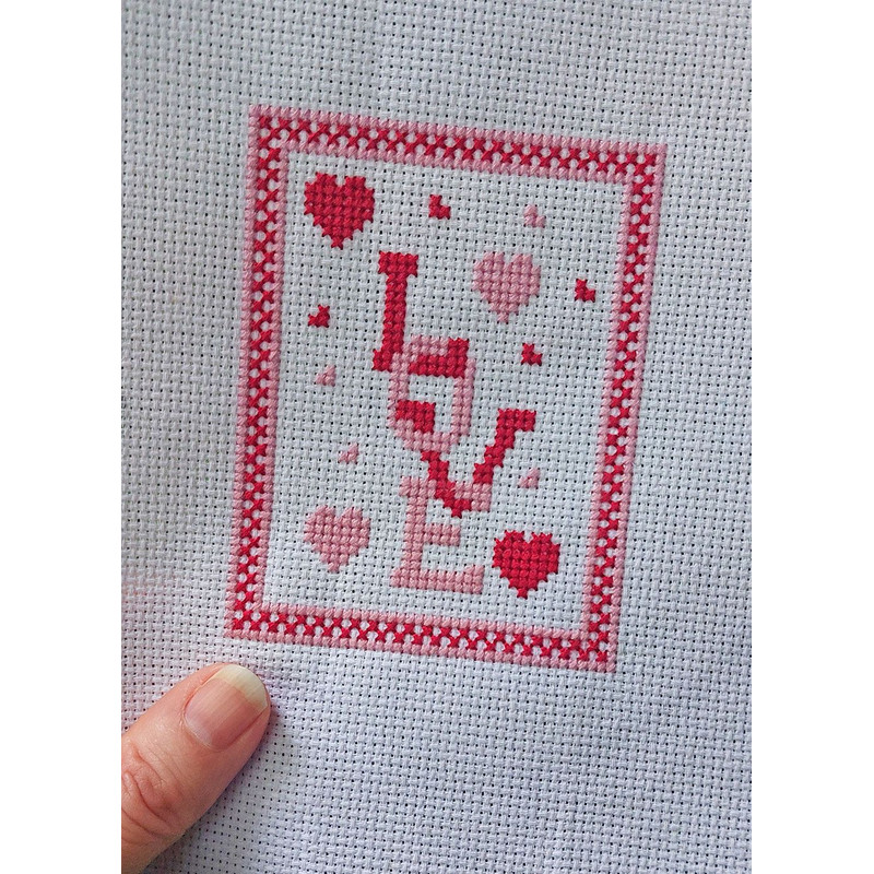 Love Hearts Card Cross Stitching PDF Pattern Valentines Day Instant PDF Download X Stitching 14ct A 4