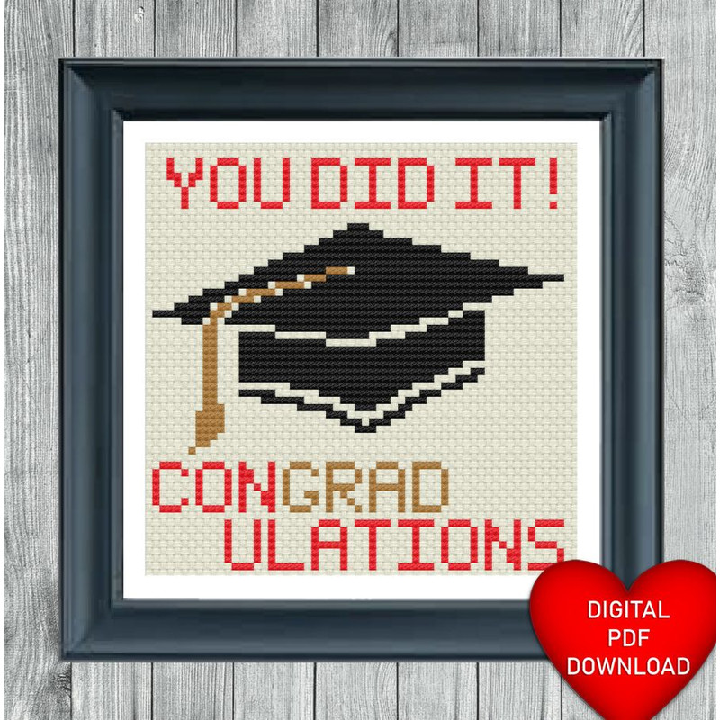 Congradulations Cross Stitching Pattern Graduation Congratulation Card Instant PDF Download X Stitc 0