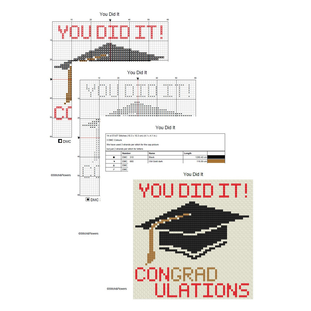 Congradulations Cross Stitching Pattern Graduation Congratulation Card Instant PDF Download X Stitc 2