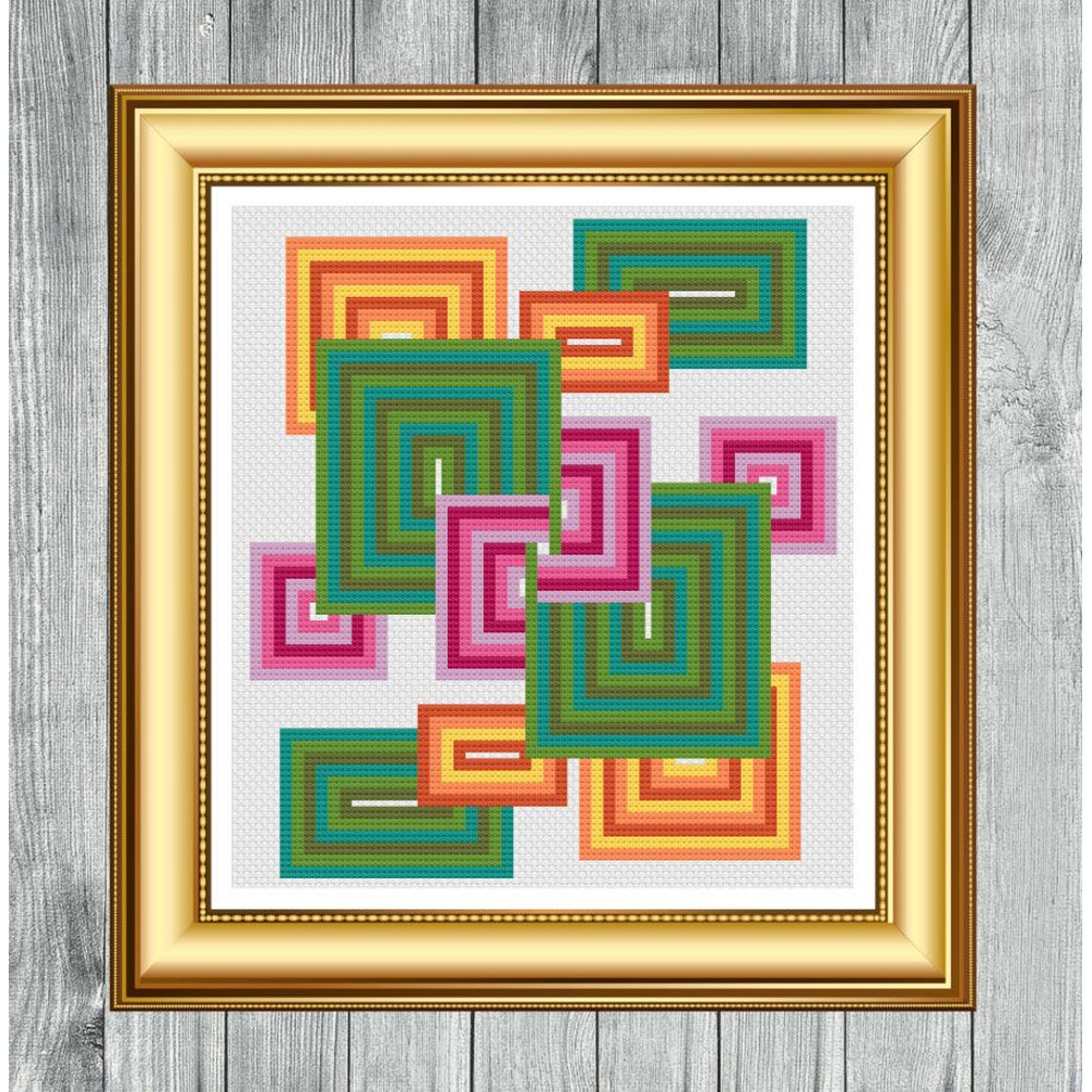 Modern Square Cross Stitch Pattern Instant PDF Download X Stitching 14ct Aida Embroidery DMC Floss  3