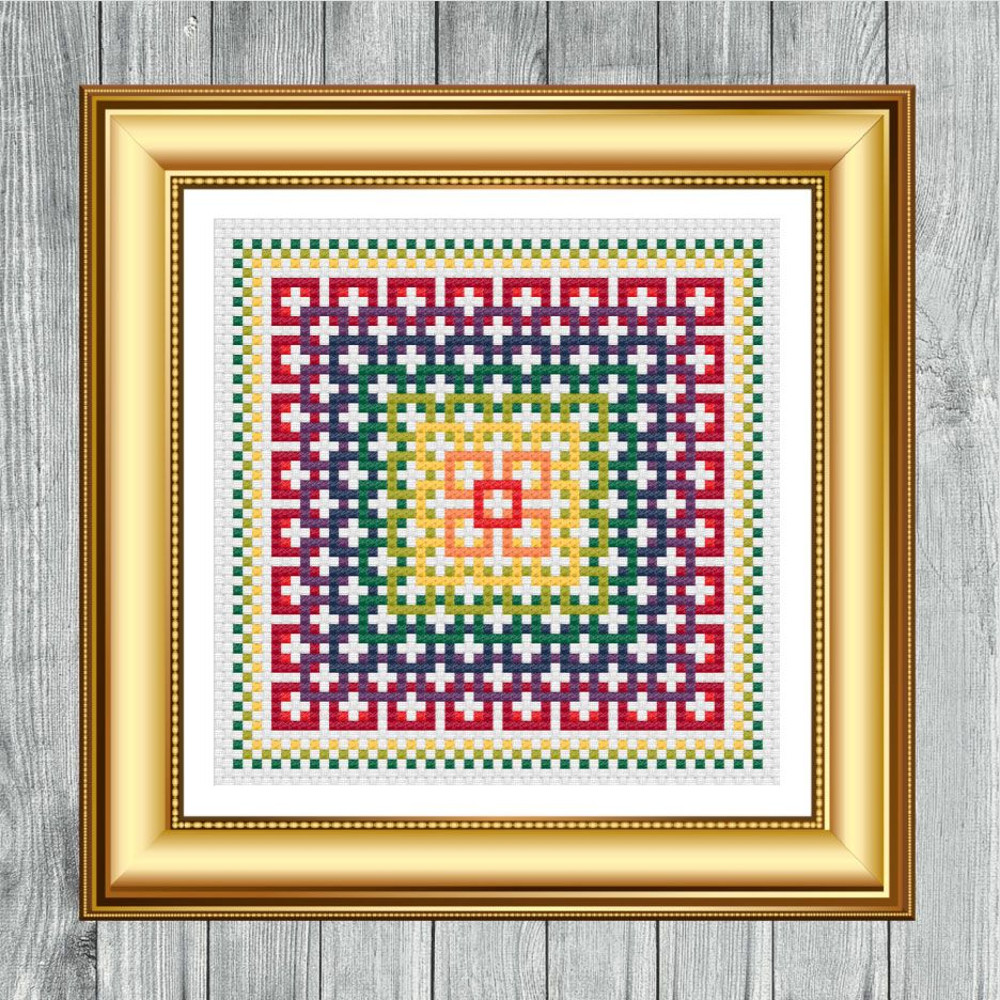 Cross Stitching Interlinked Square Pattern Instant PDF Download X Stitching 14ct Aida Embroidery DM 2