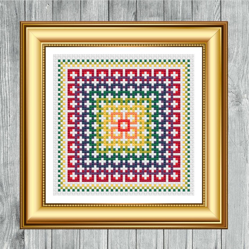 Cross Stitching Interlinked Square Pattern Instant PDF Download X Stitching 14ct Aida Embroidery DM 2