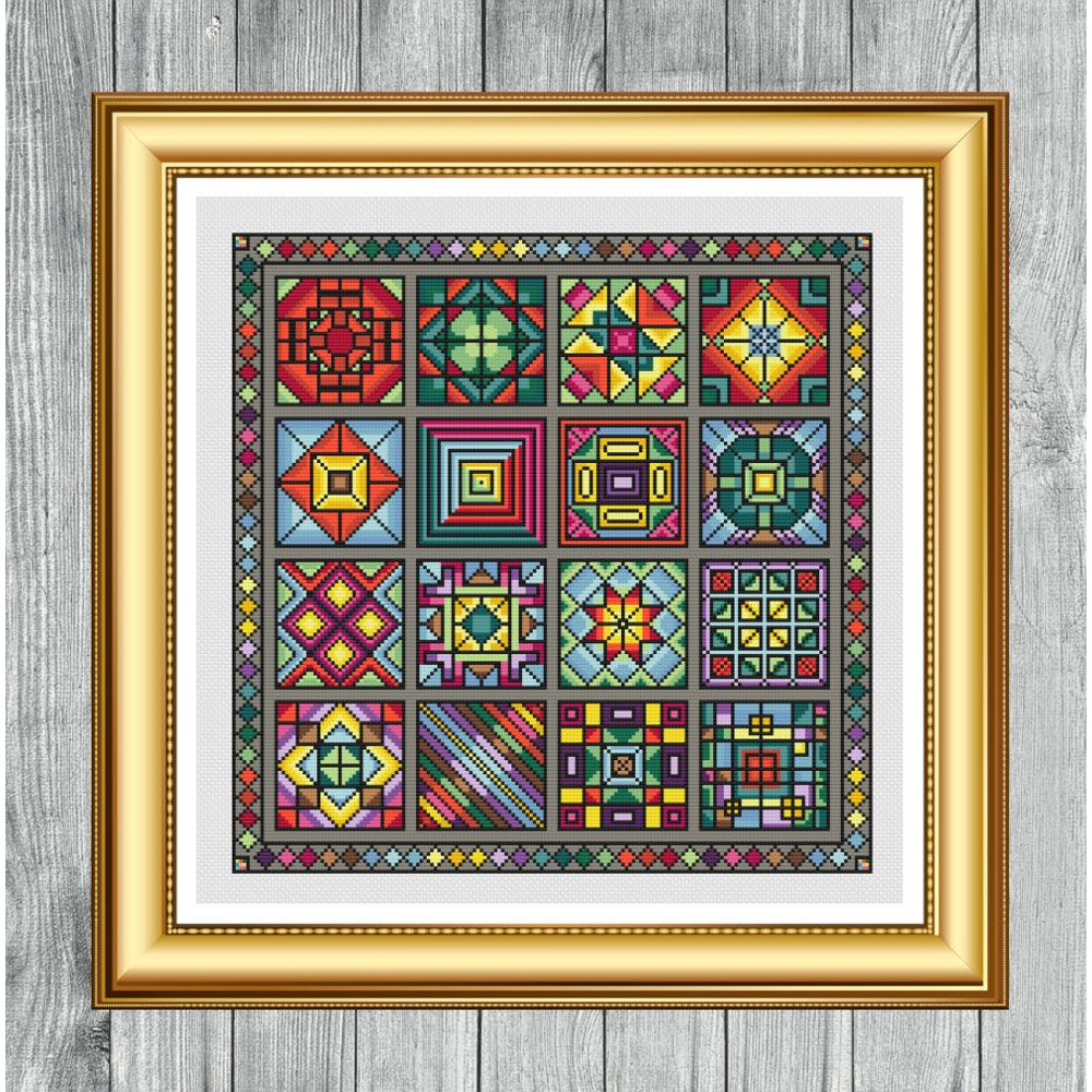 Quaker Quilt Style Cross Stitch Pattern Instant PDF Download X Stitching 14ct Aida Embroidery DMC F 2