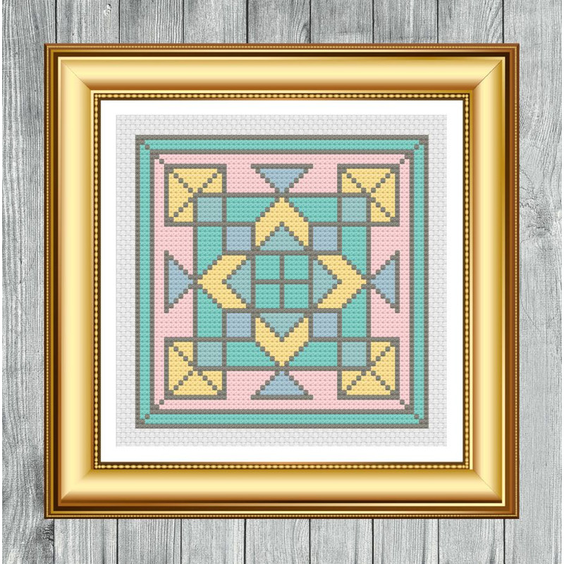 Pastel Colour Quilt Cross Stitch Pattern Instant PDF Download X Stitching 14ct Aida Embroidery DMC  3