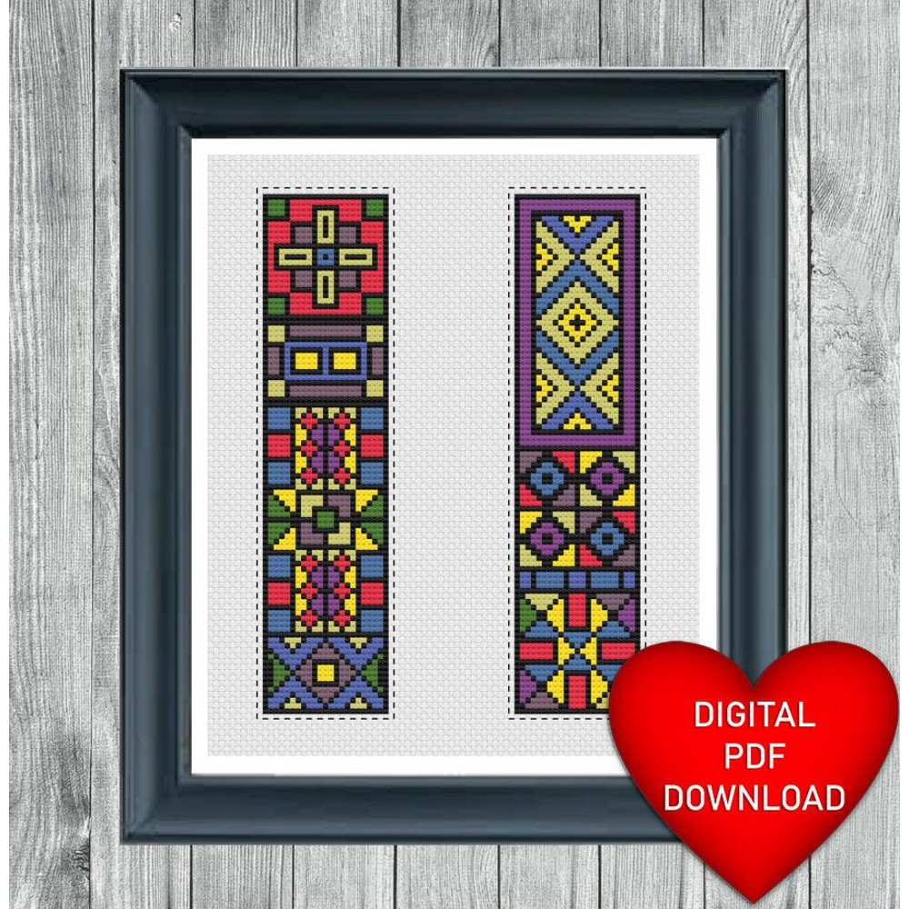 Cross Stitch Pattern Quaker Style Pattern Bookmark Instant PDF Download X Stitching 14ct Aida Embro 4