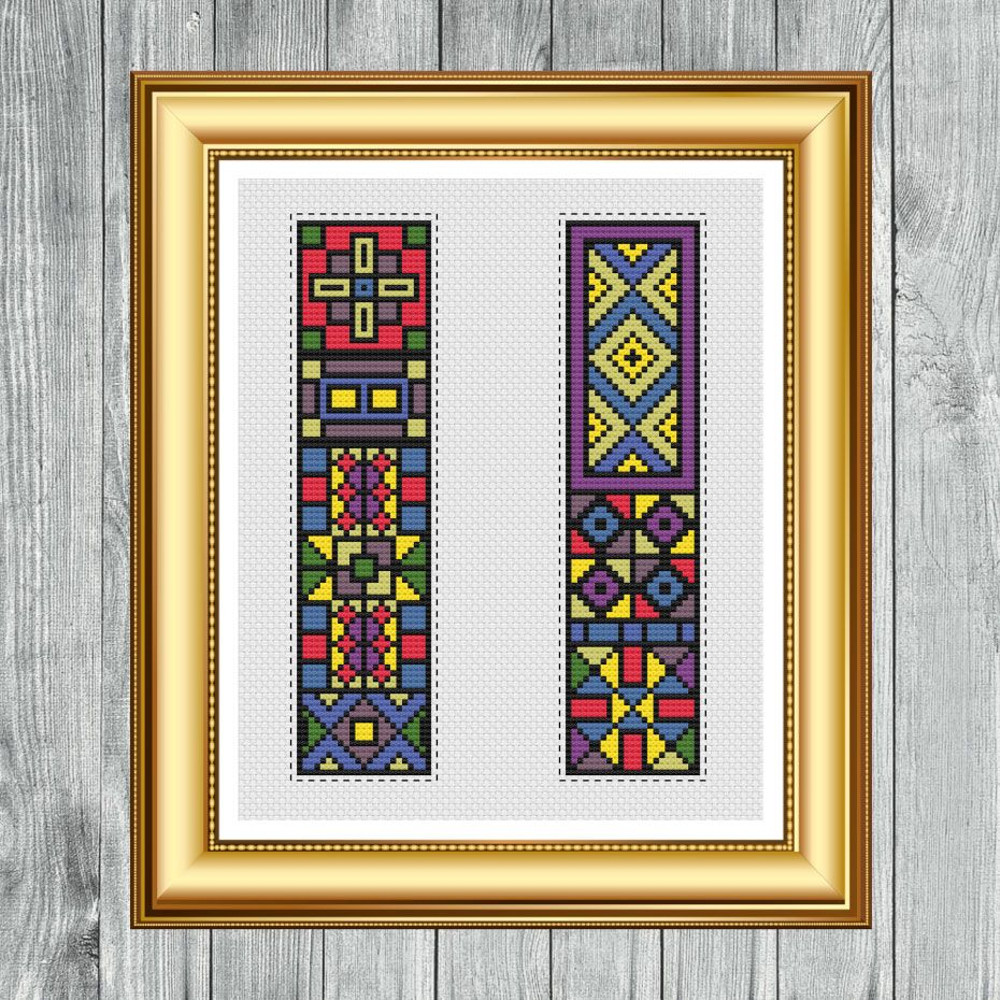Cross Stitch Pattern Quaker Style Pattern Bookmark Instant PDF Download X Stitching 14ct Aida Embro 6