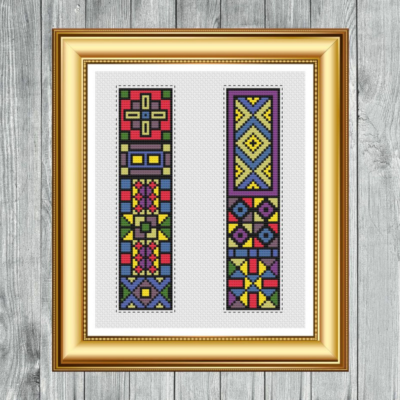 Cross Stitch Pattern Quaker Style Pattern Bookmark Instant PDF Download X Stitching 14ct Aida Embro 6