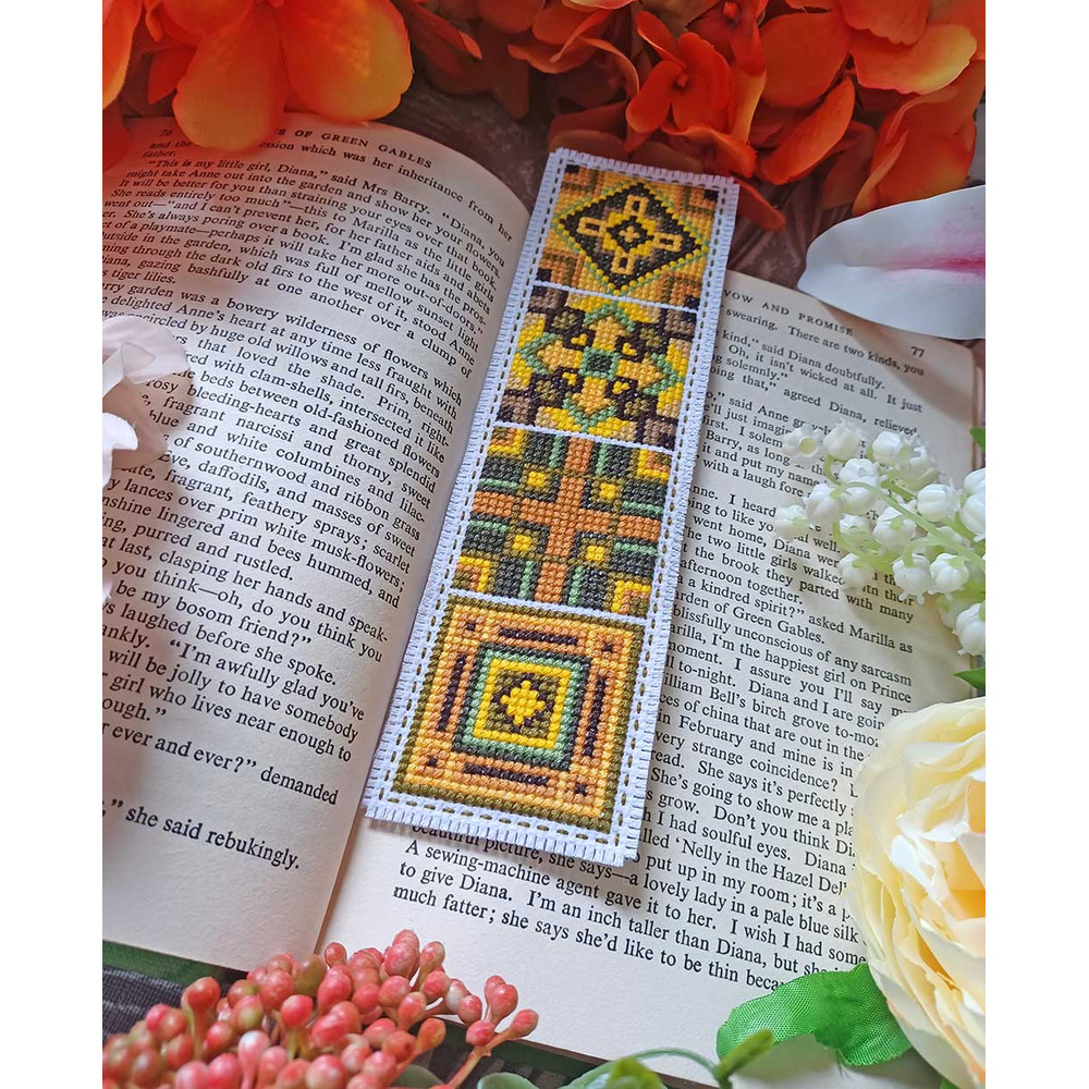 Art Deco Style Bookmark Cross Stitching Pattern Instant PDF Download X Stitching 14ct Aida Embroide 1