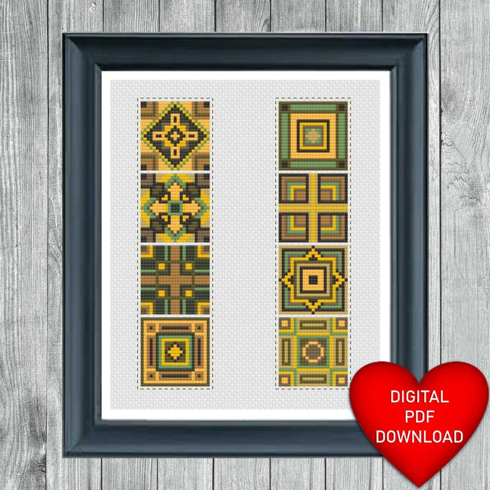 Art Deco Style Bookmark Cross Stitching Pattern Instant PDF Download X Stitching 14ct Aida Embroide 2