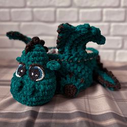 Crochet pattern Dragon basket PDF Digital instant download, Video tutorial, Storage organization, Christmas ornament