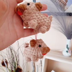 Crochet Mini Pug Pattern ,Crochet Pattern Mini Dog Plushie, Car Decor, Keychain pattern, Pug tutorial, Crochet pattern
