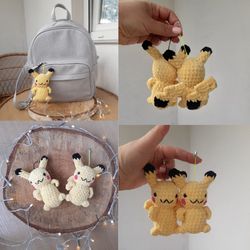 Pikachu Crochet - Easy and Fun Tutorial PDF in English, Crochet pattern for pokemon Pikachu keychain, Amigurumi Pikachu