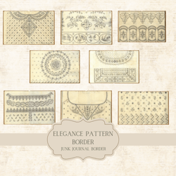 8 elegant new pattern for a veil, with union border, printable Collage, Shabby Chic, Vintage Scrapbook,Antique Paper,Whi