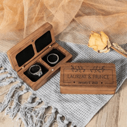 Engraved Walnut Engagement Proposal Ring Box , Vintage Wedding Ring Box , Ring Box For Proposals, Custom Rustic Ring