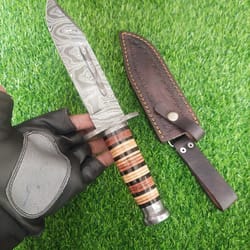 custom handmade knife, damascus hunting knife, damascus fixed blade knife, gift for men, birthday gift knife