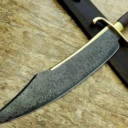 18.5" amazing custom handmade damascus steel alamo musso bowie knife with sheath