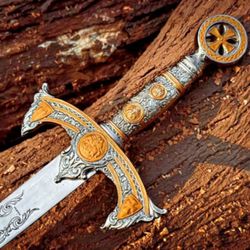 medieval knights templar sword, king arthur sword, personalized sword, engraved roman sword, historical decor