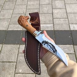 lion head camping knife custom handcrafted perzonalized knife for man, hunting knife, handmade, collectible knife