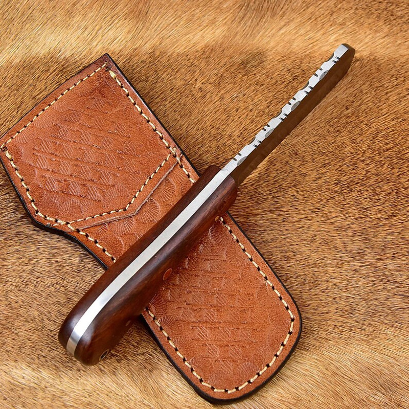 Handmade Bull Cutter Knife Cowboy Hunting Castration And Skinning Knife 8 Rose Wood Handle Fixed Blade EDC Knife 2