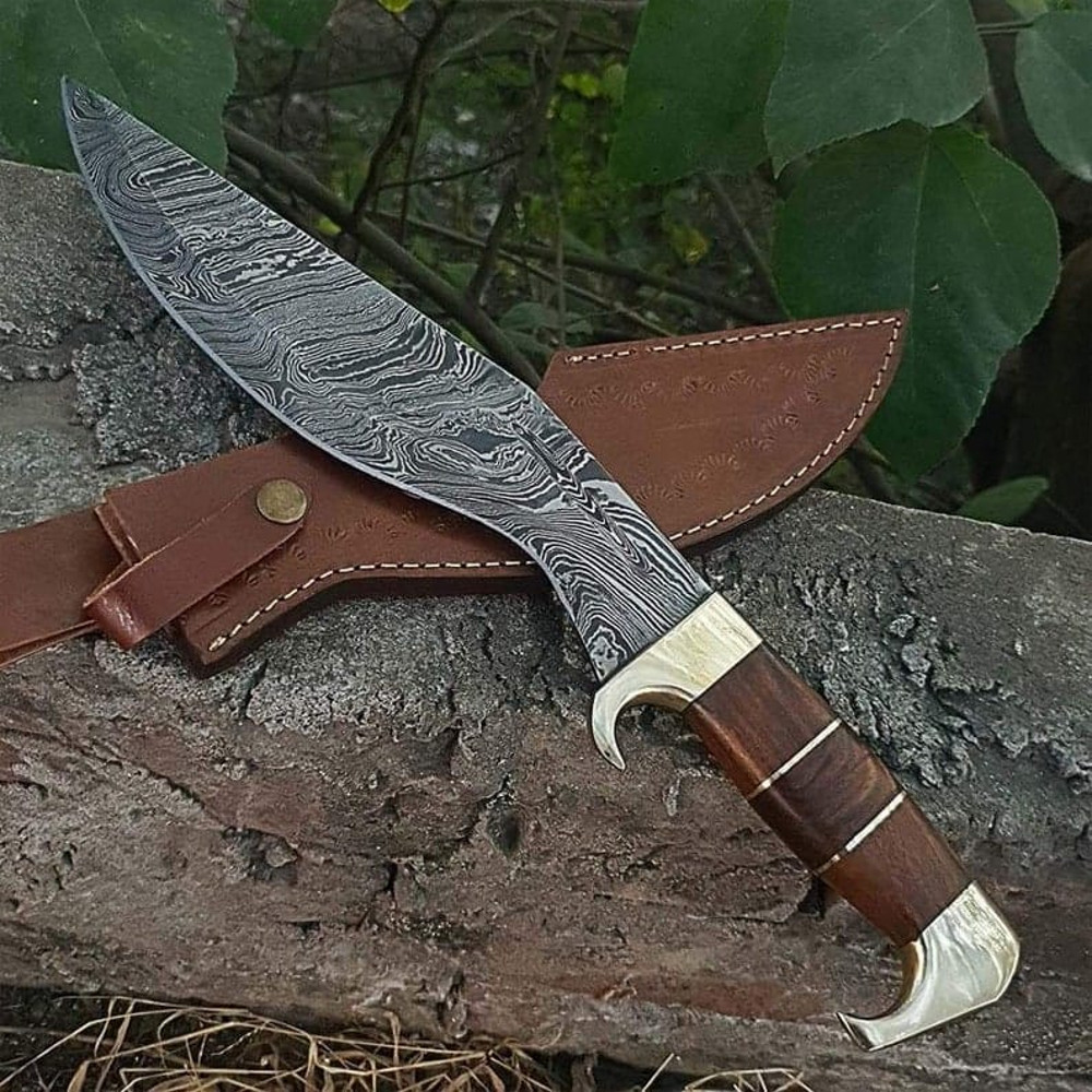 17 Inches Bowie Knife With Sheath It Is Mirror Polished Damascus Steel Bowie Knife This Shiny Razor Sharp Huge Bowie 1
