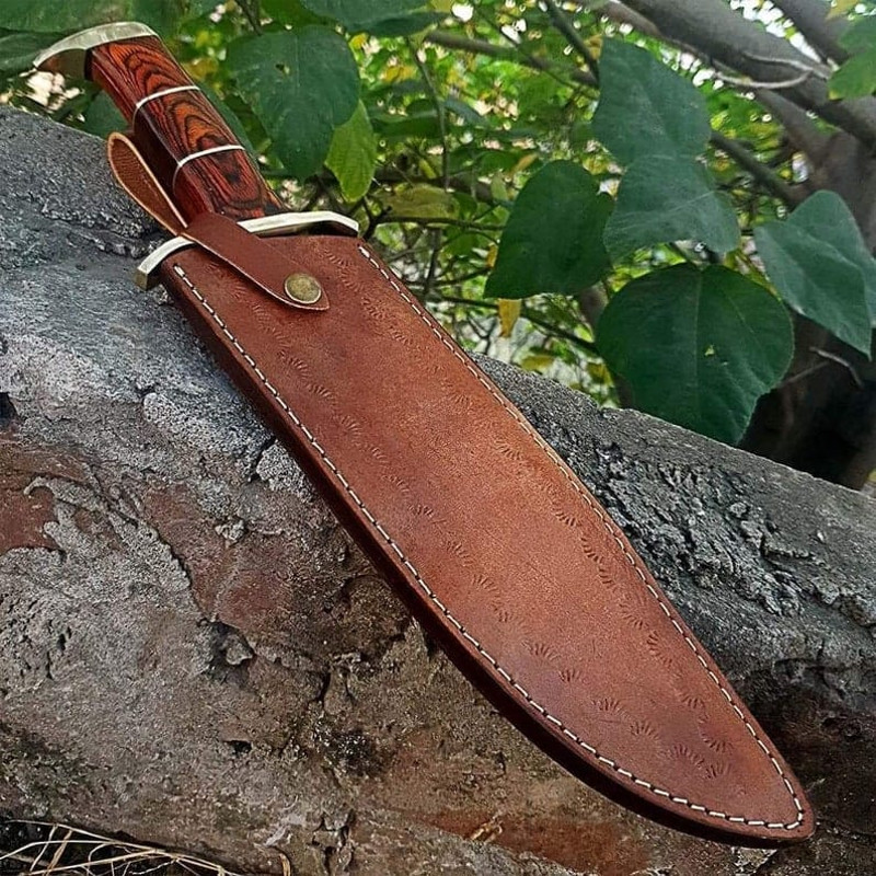 Bowie Knife With Sheath 17 Inch Damascus Steel Bowie Knife  Razor Sharp Custom Bowie Knife For Men  Gift For Men 2