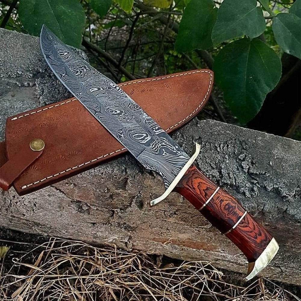 Bowie Knife With Sheath 17 Inch Damascus Steel Bowie Knife  Razor Sharp Custom Bowie Knife For Men  Gift For Men 0