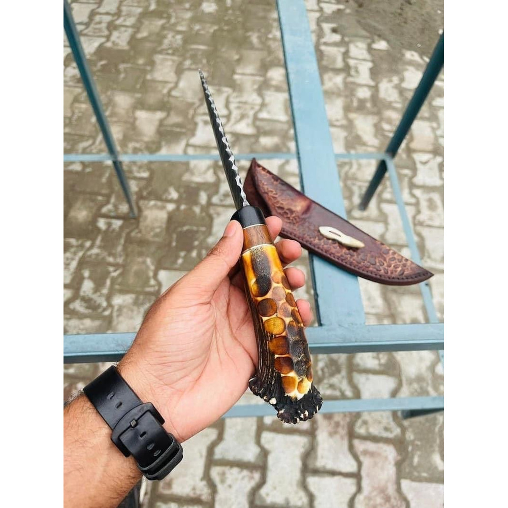 Custom Handmade J2 Steel HandForged Bowie Knife With Stag Horn Handle 2