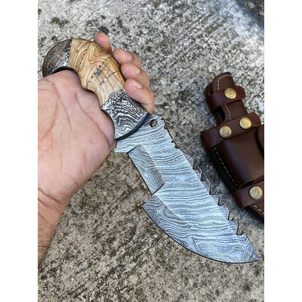 CUSTOM HANDMADE DAMASCUS STEEL HUNTING TRACKER KNIFE 0