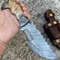 CUSTOM HANDMADE DAMASCUS STEEL HUNTING TRACKER KNIFE 0