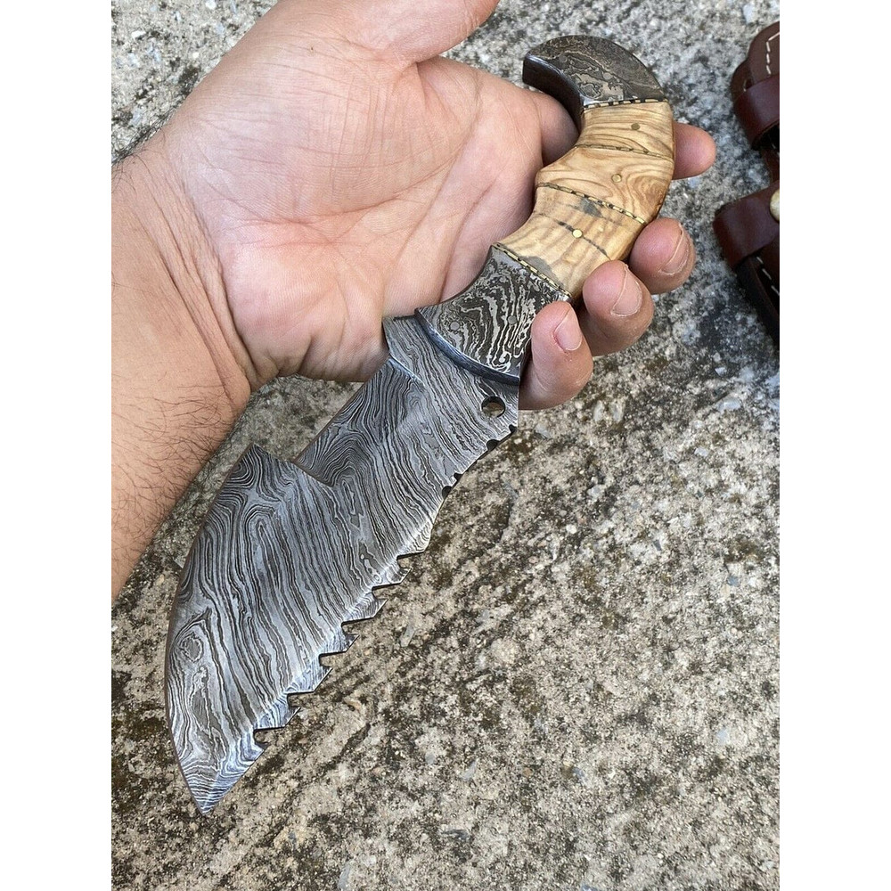 CUSTOM HANDMADE DAMASCUS STEEL HUNTING TRACKER KNIFE 2