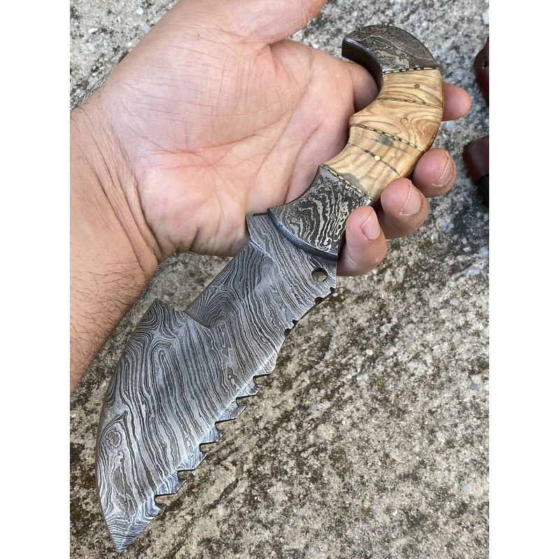 CUSTOM HANDMADE DAMASCUS STEEL HUNTING TRACKER KNIFE 3