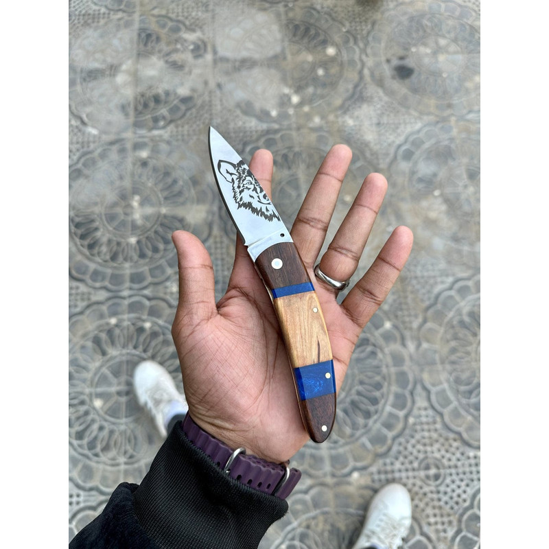 Custom Handmade Black Steel Knuckle With Pocket Knife And Belt Loop Leather Case  Solid Brass SelfDefense Duster 2