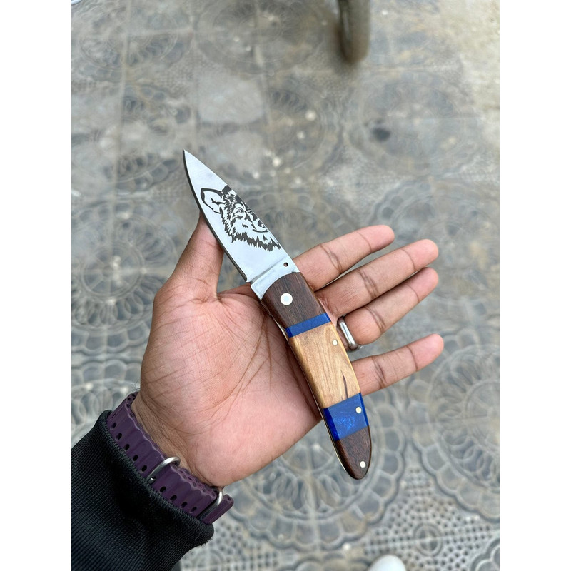 Custom Handmade Black Steel Knuckle With Pocket Knife And Belt Loop Leather Case  Solid Brass SelfDefense Duster 4