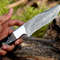 Custom Handmade Damascus Hunting Knife Rosewood Buffalo Horn Handle Steel Bolster 9 Blade With Leather Sheath 1