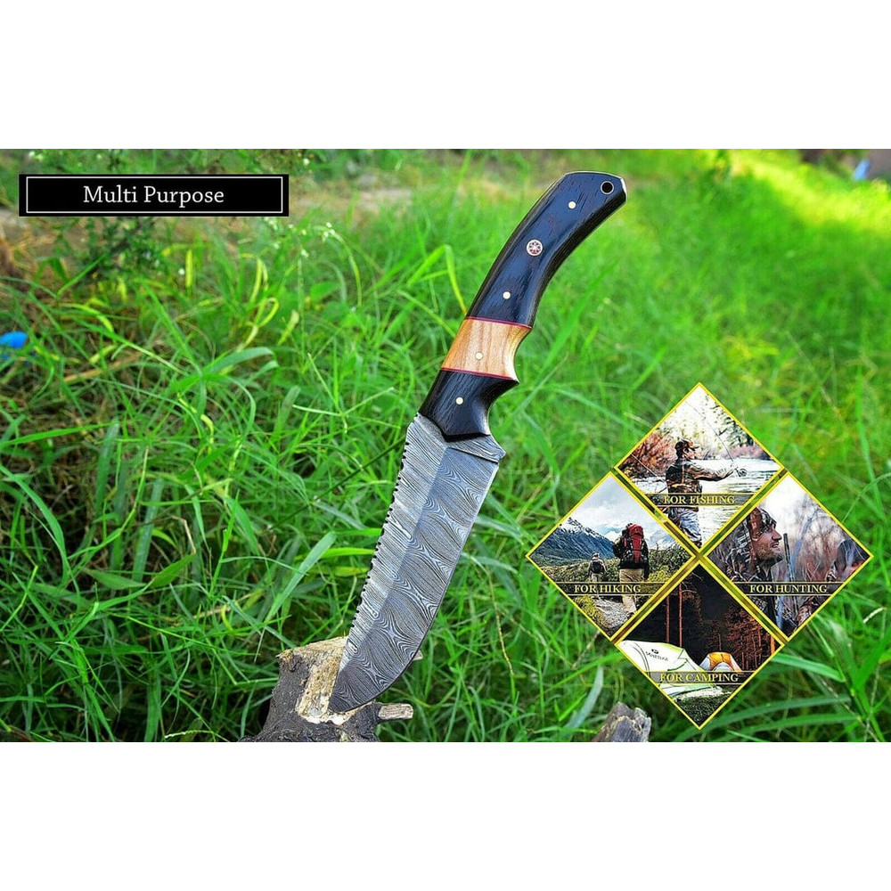Custom Handmade Damascus Steel Hunting Knife EDC Fixed Blade Knife For Hunting Camping Bushcrafting Outdoor Activities 3