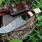 Custom Handmade Damascus Steel Guthook Hunting Knife With Leather Sheath 3