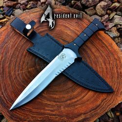re4 replica knife custom handmade d2 steel full tang resident evil 4 leon kennedy's knife game knife , christmas gift