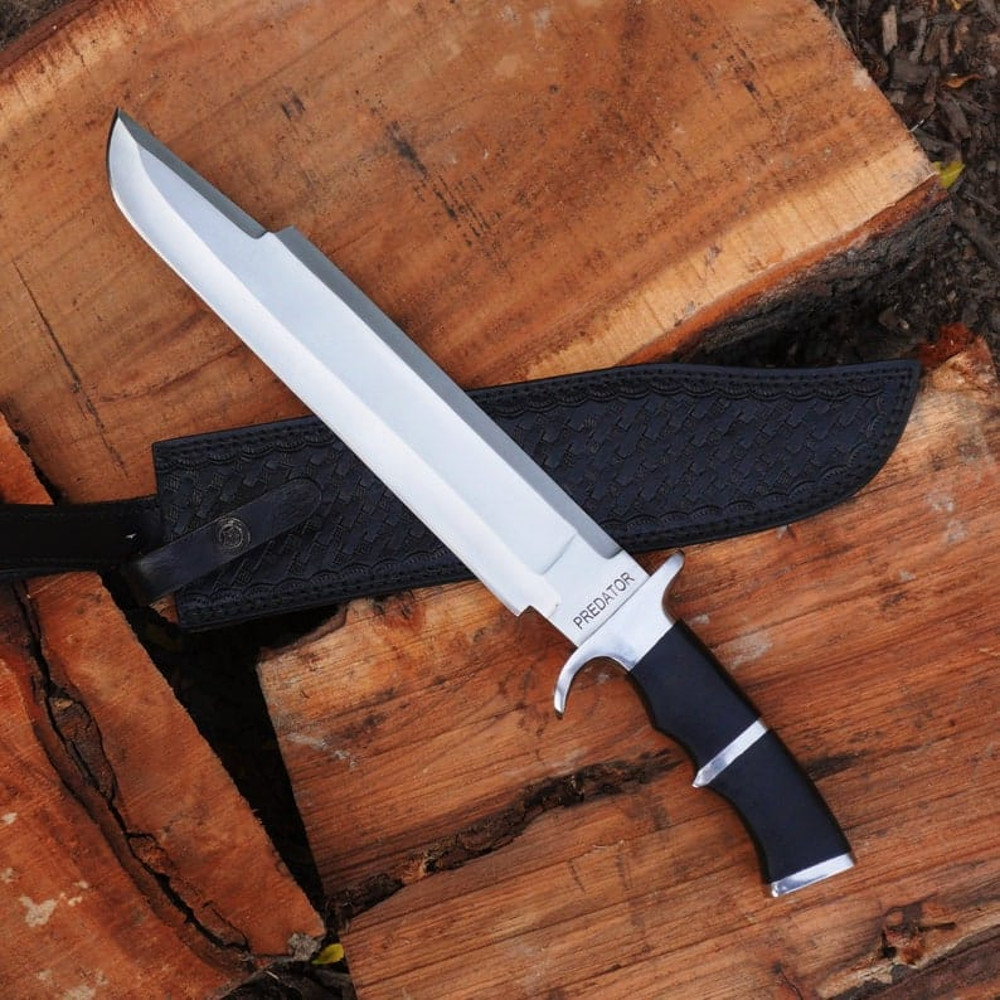 Predator Bowie Knife Handmade 5160 Spring Steel Predator Replica Machete Rambo Knife Tactical Knife With Leather Sheat 6