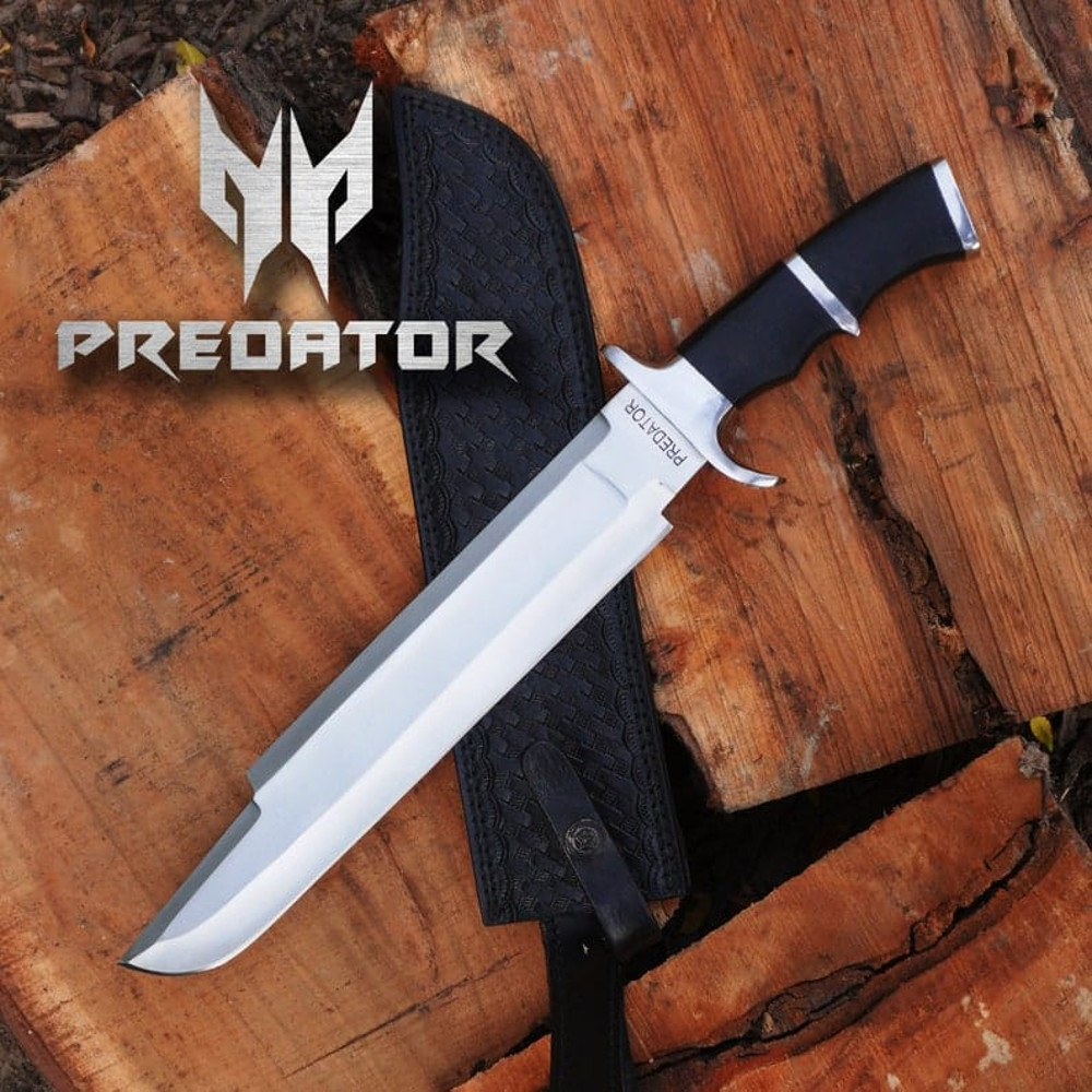 Predator Bowie Knife Handmade 5160 Spring Steel Predator Replica Machete Rambo Knife Tactical Knife With Leather Sheat 0