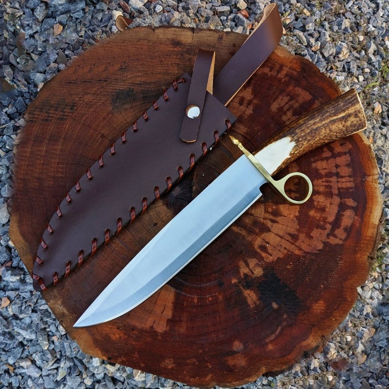 Tombstone Ring Guard Bowie Ike Billy Clanton Movie Replica Knife Handmade 1095 Carbon Steel Blade With Real Stag Antler 1