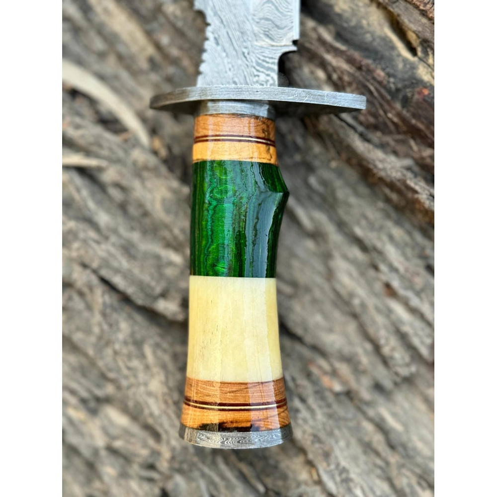 Handcrafted Damascus Steel Hunting Bowie Knife Hand Forged Steel Knife With Custom Wooden Handle Koa Wood 2