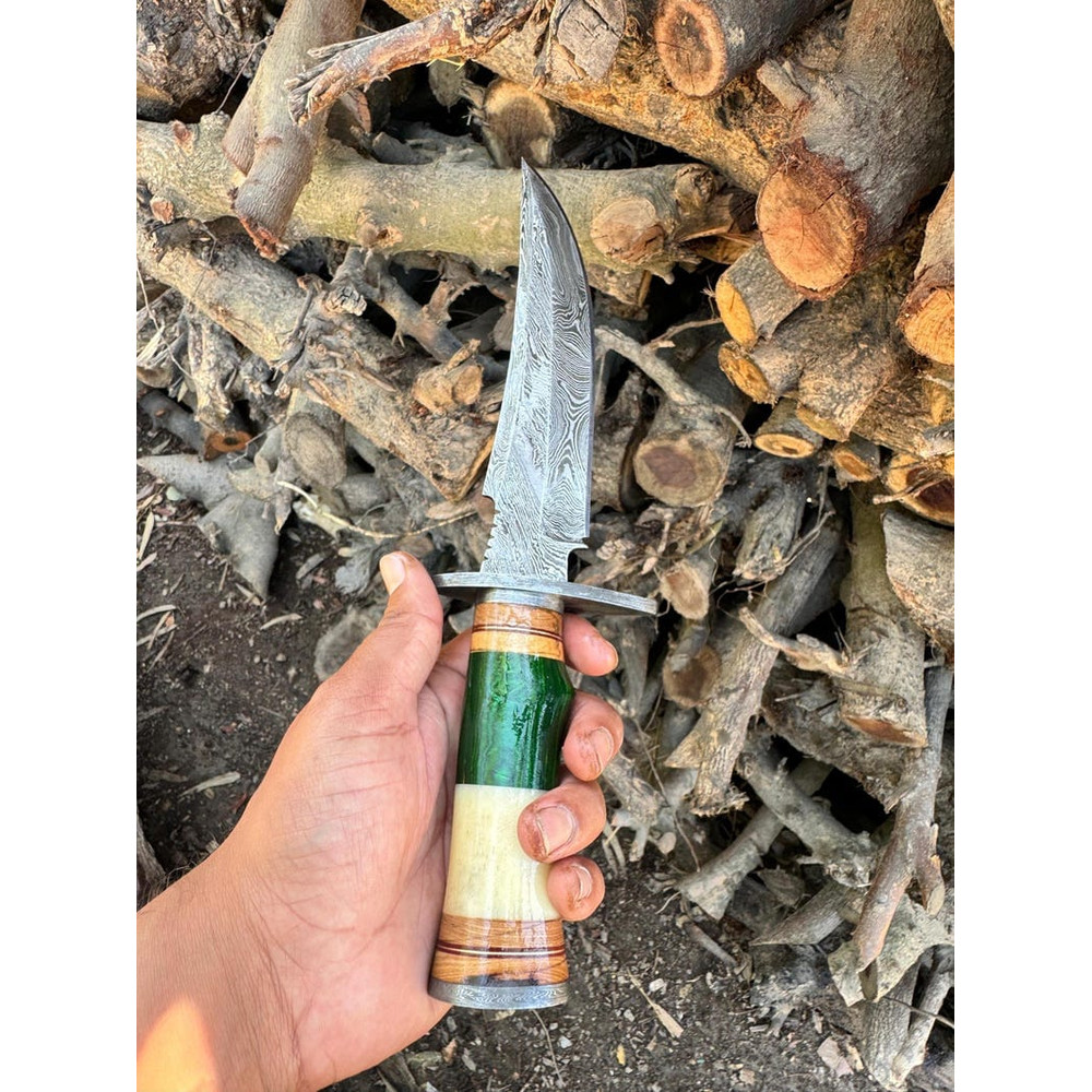 Handcrafted Damascus Steel Hunting Bowie Knife Hand Forged Steel Knife With Custom Wooden Handle Koa Wood 4