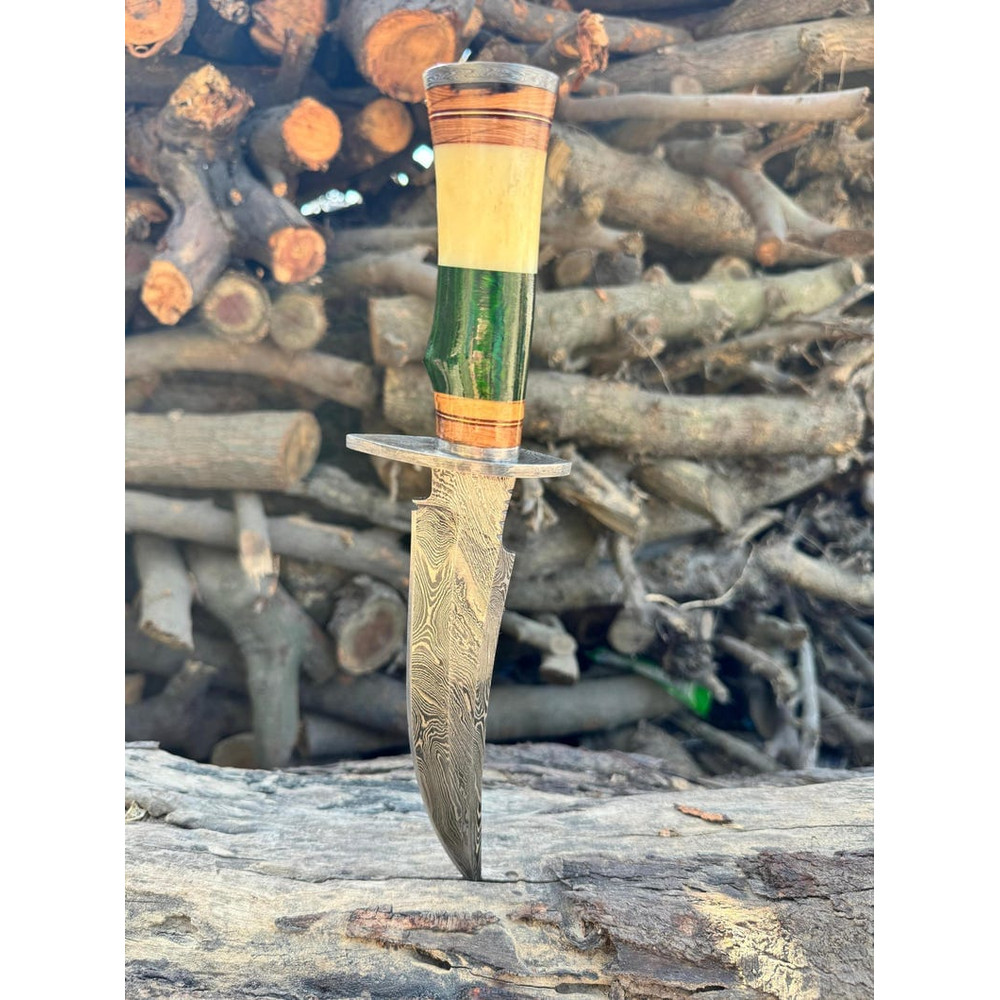 Handcrafted Damascus Steel Hunting Bowie Knife Hand Forged Steel Knife With Custom Wooden Handle Koa Wood 5