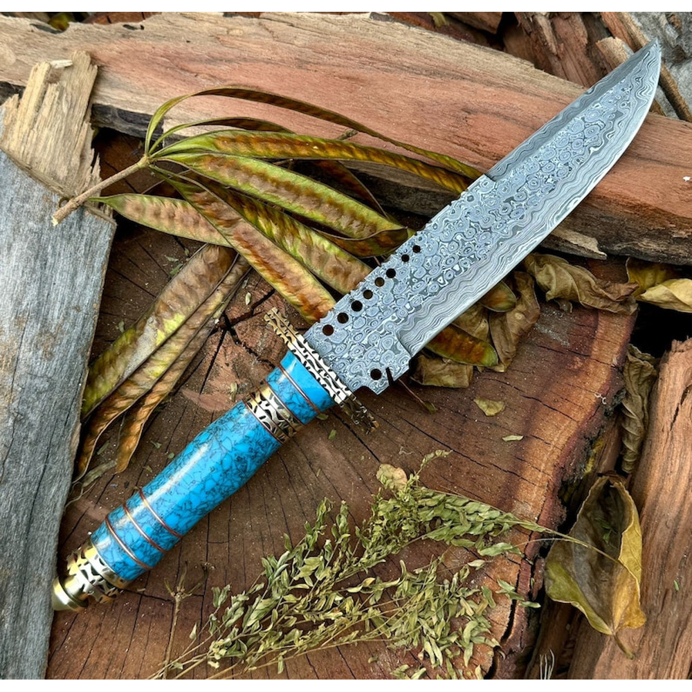 Custom Handmade Bowie Knife 16 Bowie Knife Damascus Hunting Bowie Knife Full Tang Bowie Knife  Leather Sheath 7